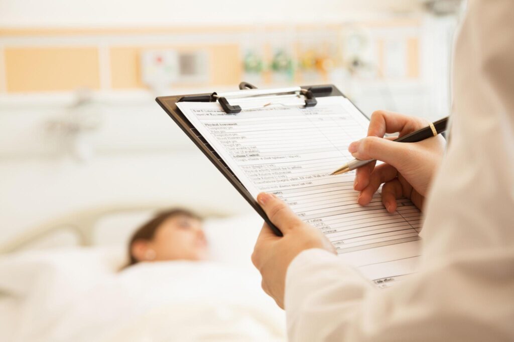 Indoor case papers containing hospital treatment and progress records